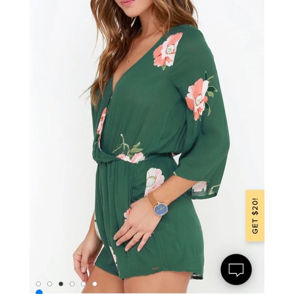 O'Neill Indica Green long sleeved Floral Print Romper size small - Picture 4 of 12
